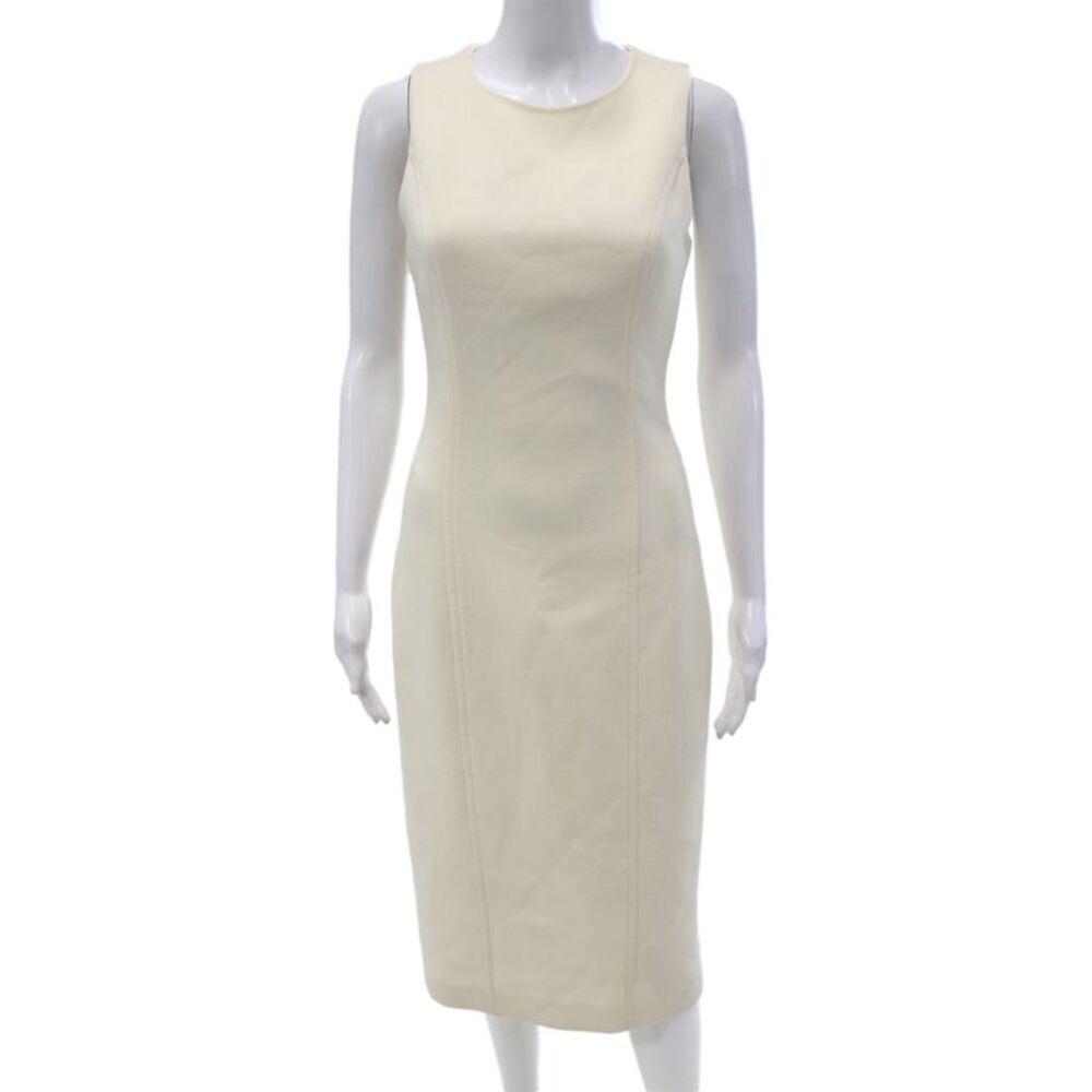 Michael Kors Collection Women Sheath Dress Ivory Wool Sleeveless Size 4